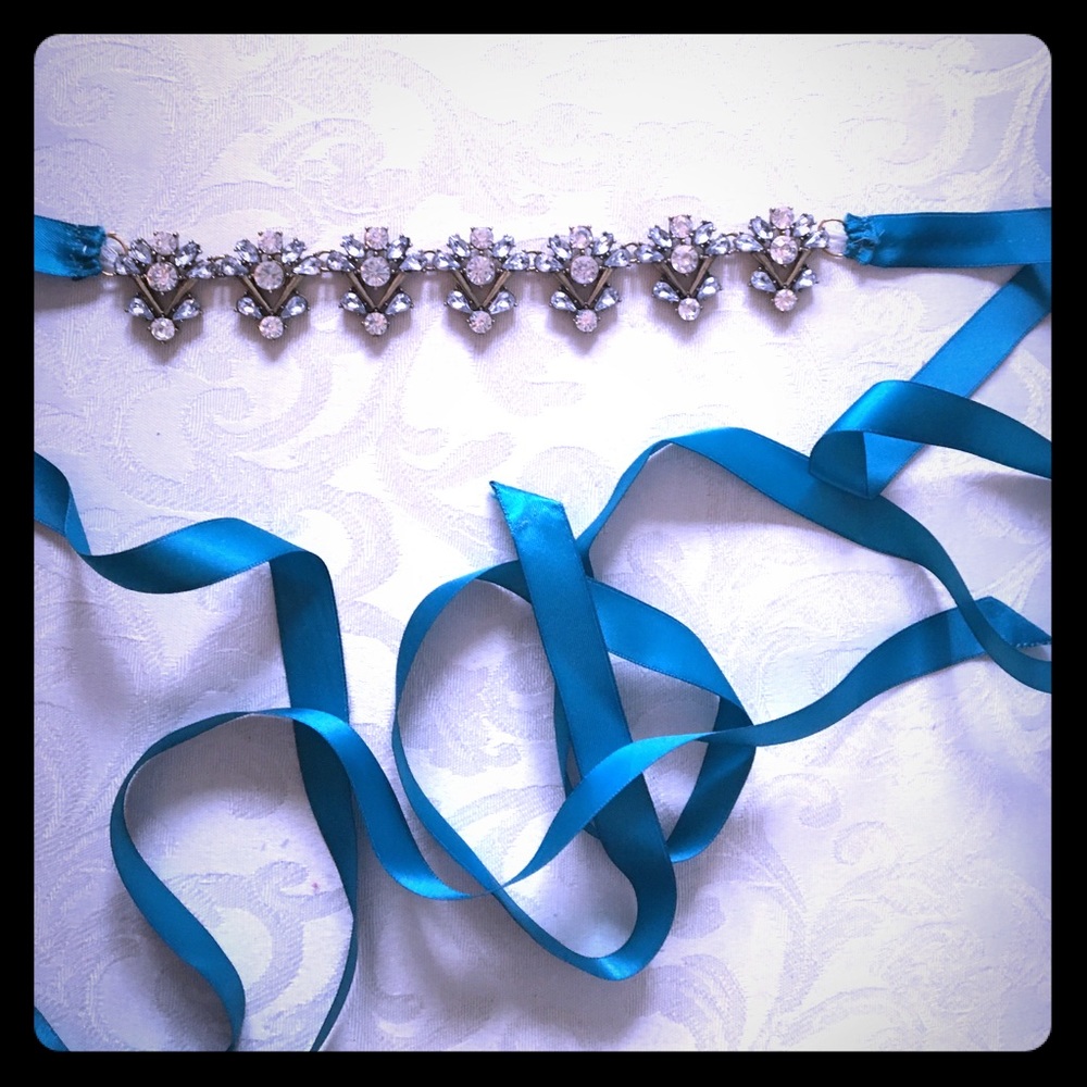 Handmade Bridal Belt with Teal Ribbon